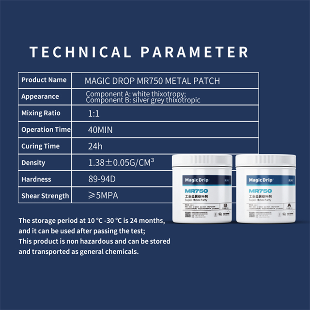 Factory Supply MR750 Repair Agent Steel Metal Repair Putty Glue Metal Putty For Aluminium Repair 500g+500g